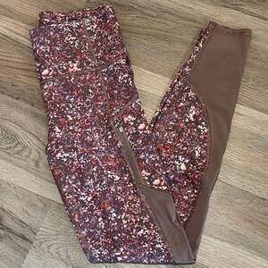 Athleta Rainer High Rise Mesh Detail Tight Leggings Sandstone Smoked Almond XS